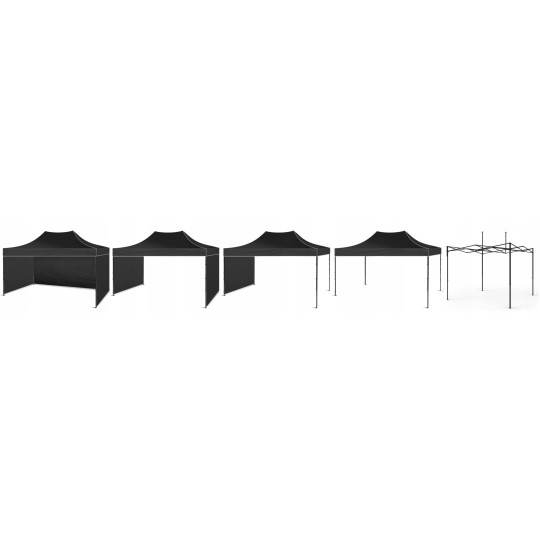PREMIUM cort cort negru 3x4,5 m – construcție puternică, pereți plini, protecție UV