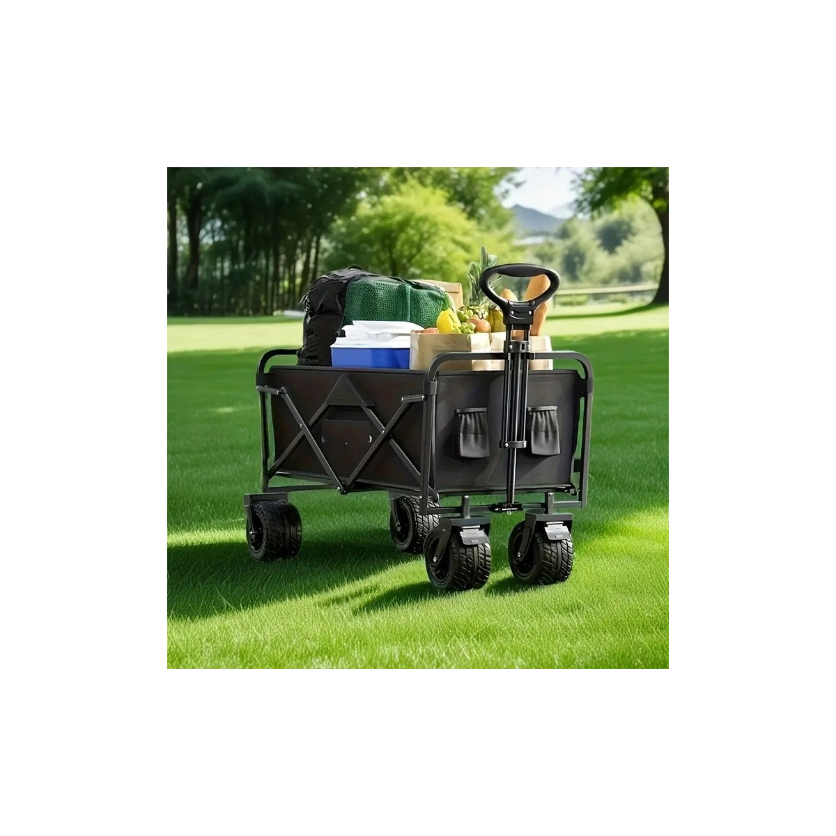 Vozík de grădină PREMIUM 150L în culoare negru-portocalie