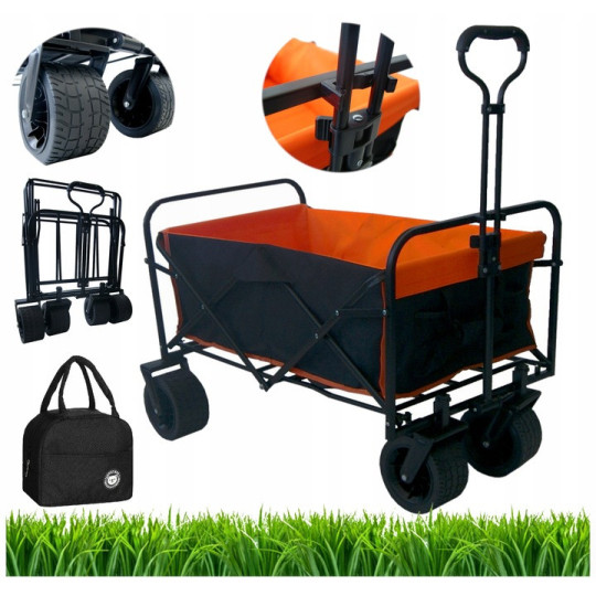Vozík de grădină PREMIUM 150L în culoare negru-portocalie