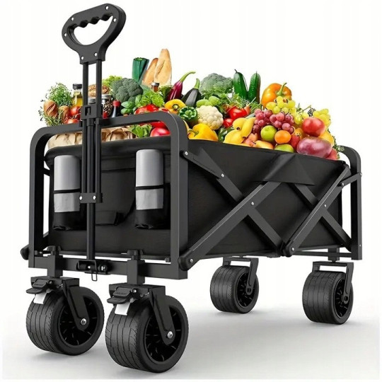 Vozík de grădină PREMIUM 150L în culoare negru-portocalie
