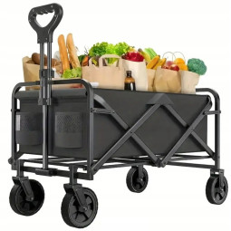 Cărucior multifuncțional pliabil de culoare gri, 145L