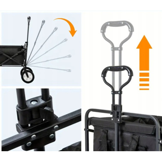Cărucior pliabil pentru transport, negru, 145L
