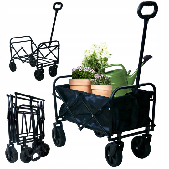 Cărucior de grădină pliabil de culoare neagră 120L, 100 kg