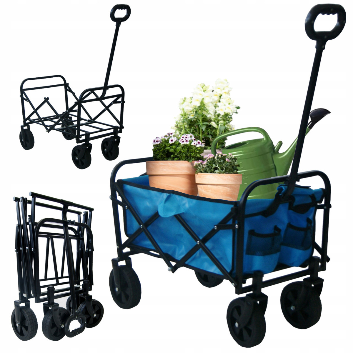 Cărucior pentru grădină de culoare albastră 120L 100 kg