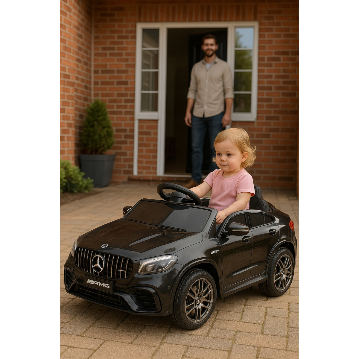 Mașină electrică pentru copii Mercedes-Benz GLC63S AMG neagră cu telecomandă