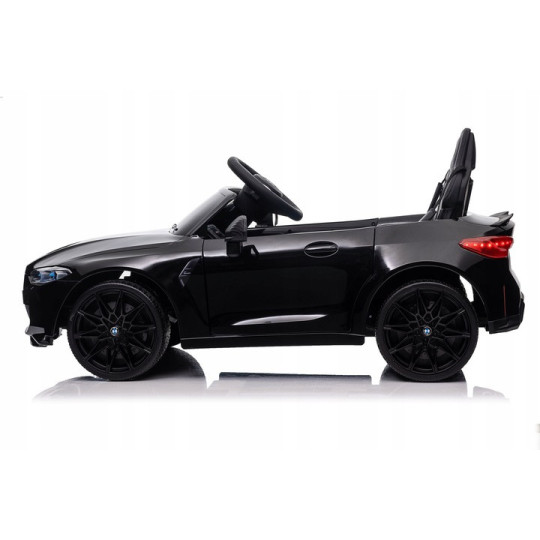 Mașină electrică pentru copii BMW M4 de culoare neagră cu telecomandă
