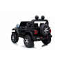 Mașină electrică pentru copii Jeep Wrangler, de culoare neagră, cu scaun din piele și roți EVA