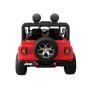 Mașină electrică pentru copii Jeep Wrangler de culoare roșie, cu scaun din piele și roți din EVA.