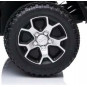 Mașină electrică pentru copii Jeep Wrangler de culoare roșie, cu scaun din piele și roți din EVA.