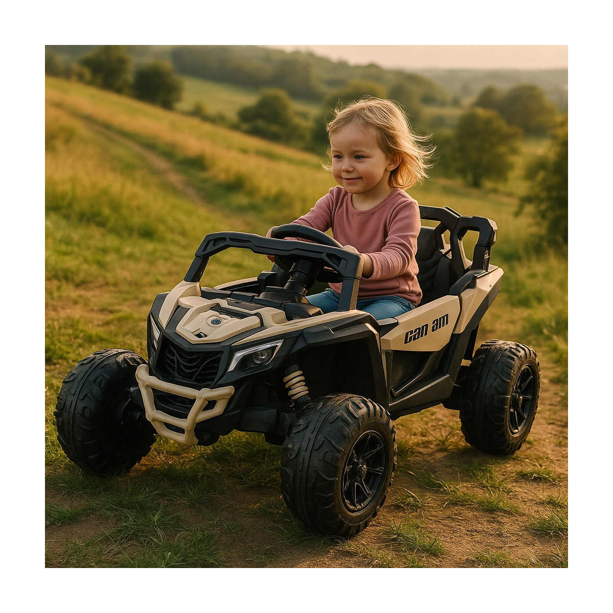 Mașină electrică pentru copii CAN-AM Maverick UTV 24V – aurie, roți EVA, tracțiune 4×4
