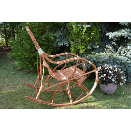 Scaun suspendat de grădină din rattan natural cu finisaj alb