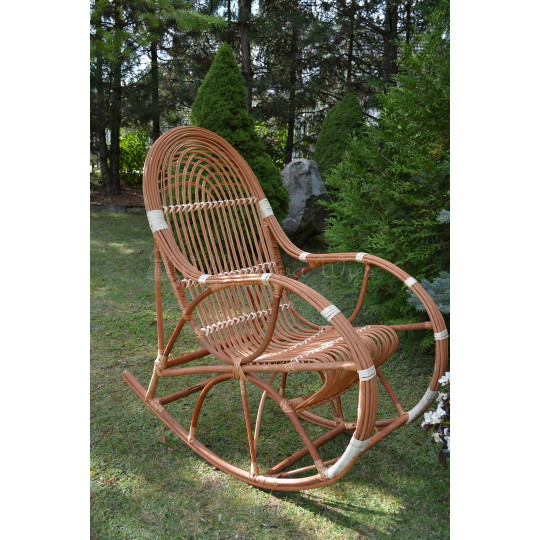 Scaun suspendat de grădină din rattan natural cu finisaj alb