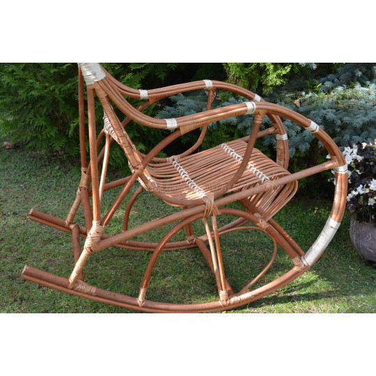 Scaun suspendat de grădină din rattan natural cu finisaj alb