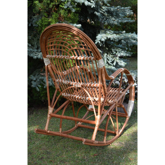 Scaun suspendat de grădină din rattan natural cu finisaj alb