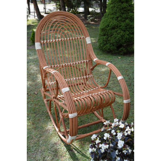 Scaun suspendat de grădină din rattan natural cu finisaj alb