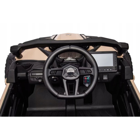 Mașină electrică pentru copii CAN-AM Maverick UTV 24V albă, roți EVA, tracțiune 4×4