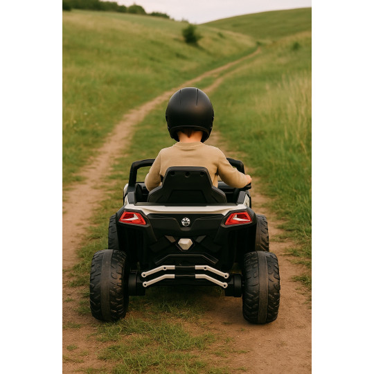 Mașină electrică pentru copii CAN-AM Maverick UTV 24V albă, roți EVA, tracțiune 4×4