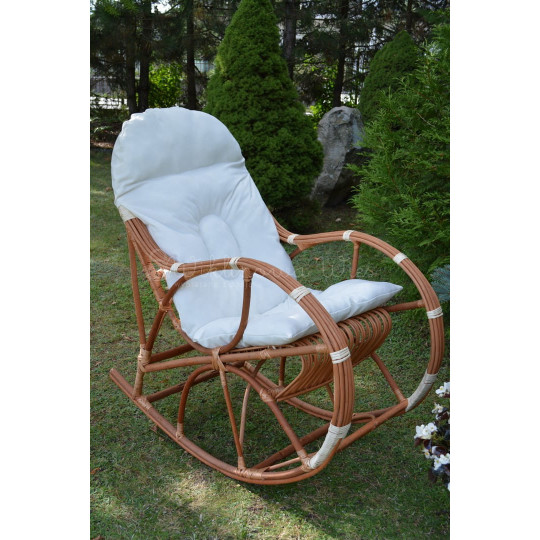 Scaun cu leagăn de grădină cu pernă albă