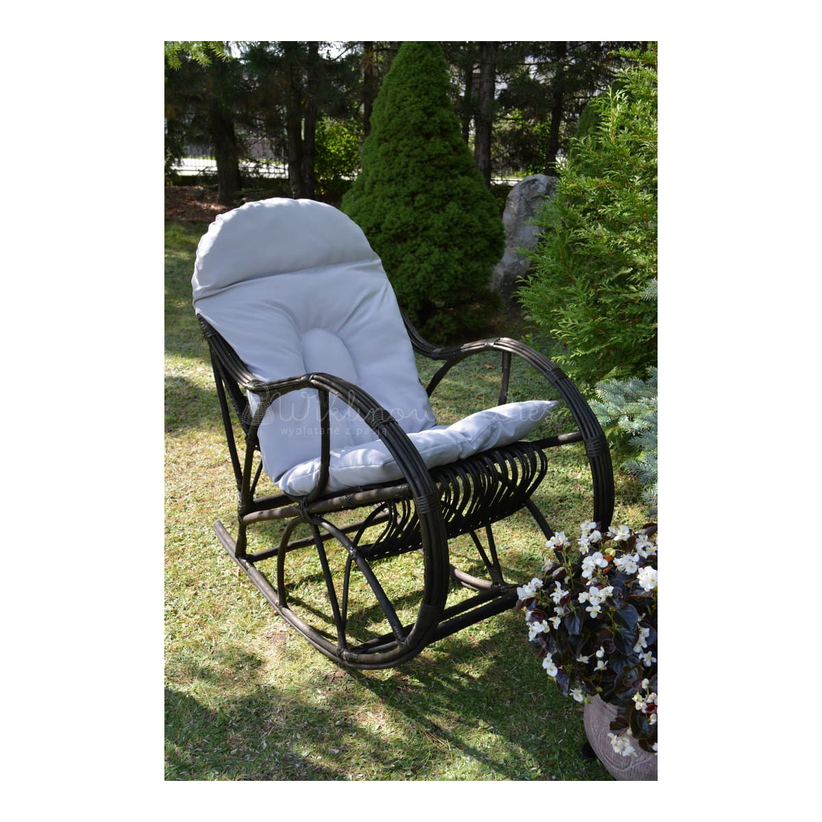 Scaun de grădină suspendat Wenge cu pernă de culoare gri