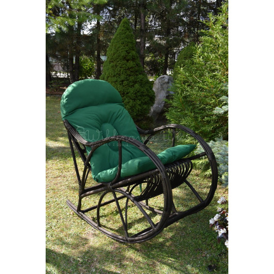 Scaun de tip leagăn Wenge cu pernă verde