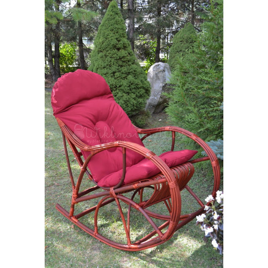 Scaun suspendat de grădină din cireș cu pernuță roșie