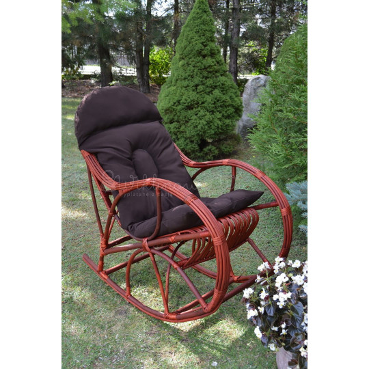 Scaun suspensat de grădină din vișin cu pernă maro