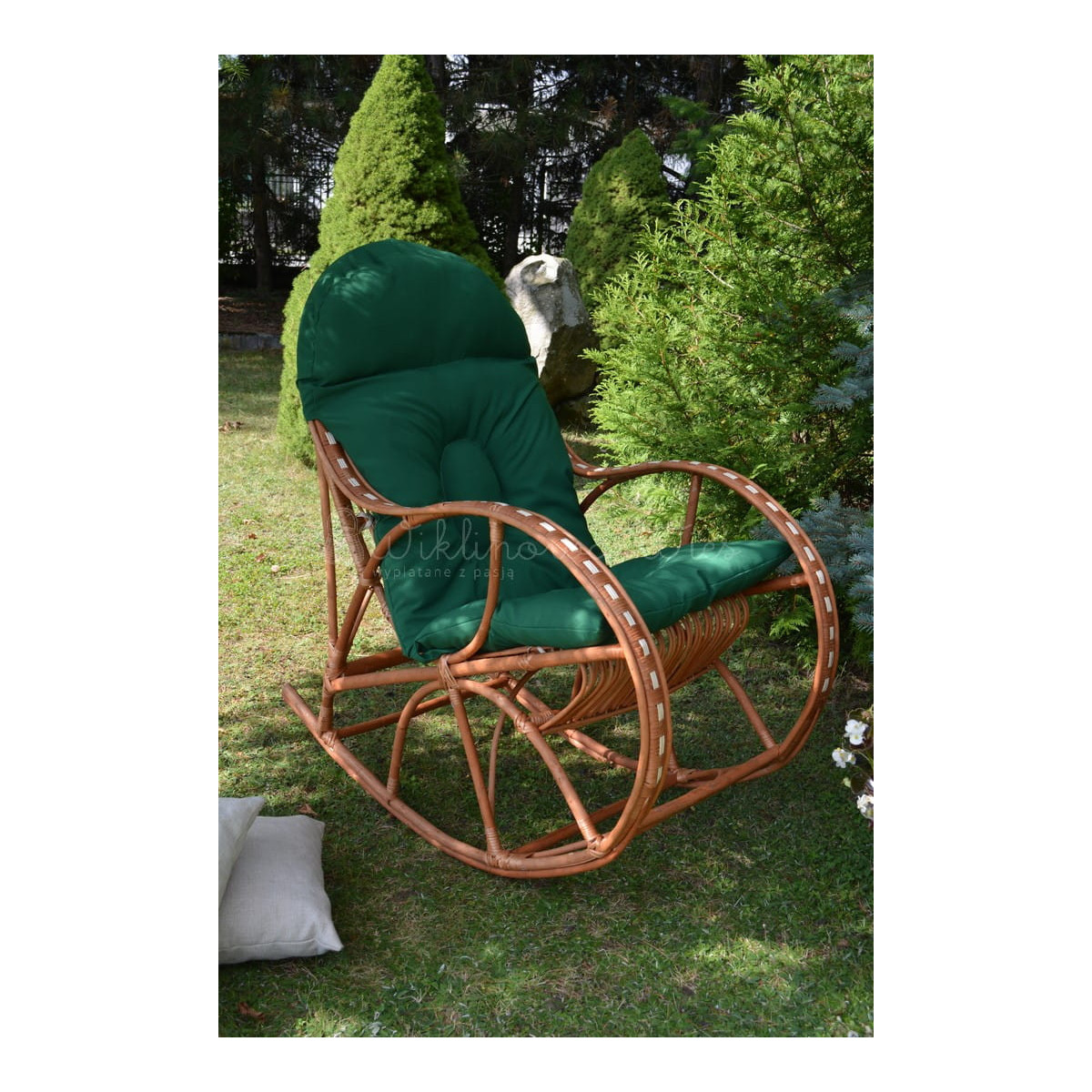 Scaun de grădină suspendat cu pernă verde