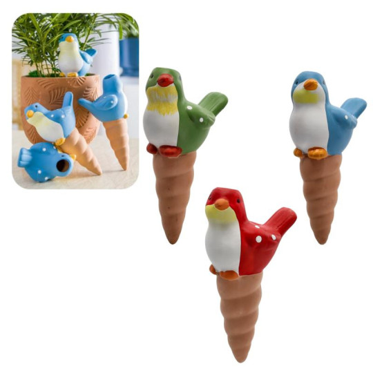 Dispenser de apă din ceramică 8,5 x 16,5 cm, păsărică, mix de culori