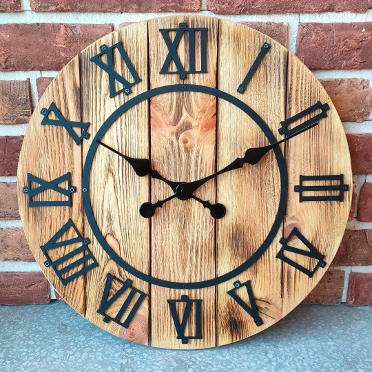 Ceasuri din lemn Roma - stil fermier 49 cm