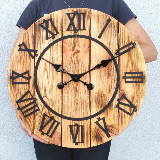 Ceasuri din lemn Roma - stil fermier 49 cm