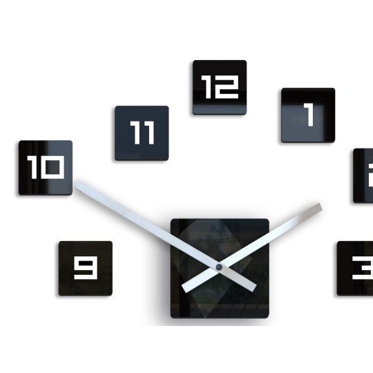 Ceasuri mari de perete cu design cubic, negre, 50cm