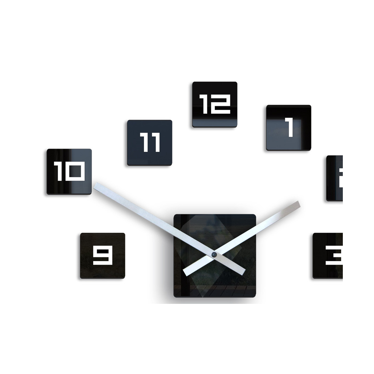 Ceasuri mari de perete cu design cubic, negre, 50cm