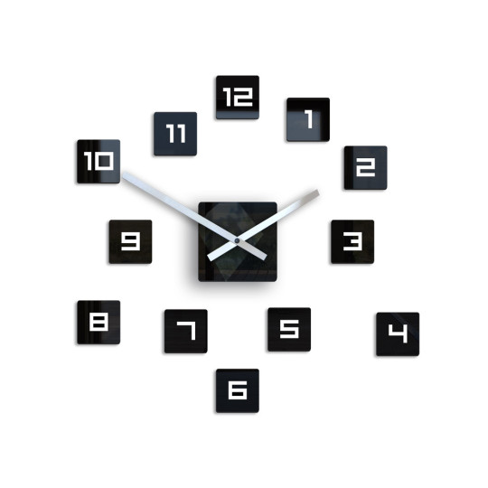 Ceasuri mari de perete cu design cubic, negre, 50cm
