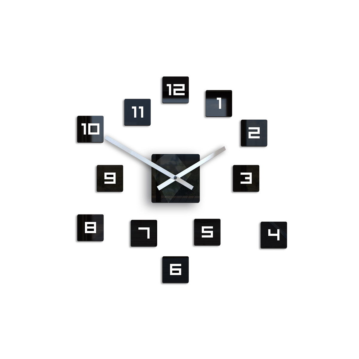 Ceasuri mari de perete cu design cubic, negre, 50cm