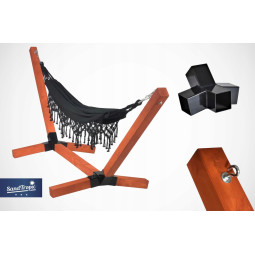 Ultra puternica hamacă BOHO neagră, cu suport impregnabil, 350kg