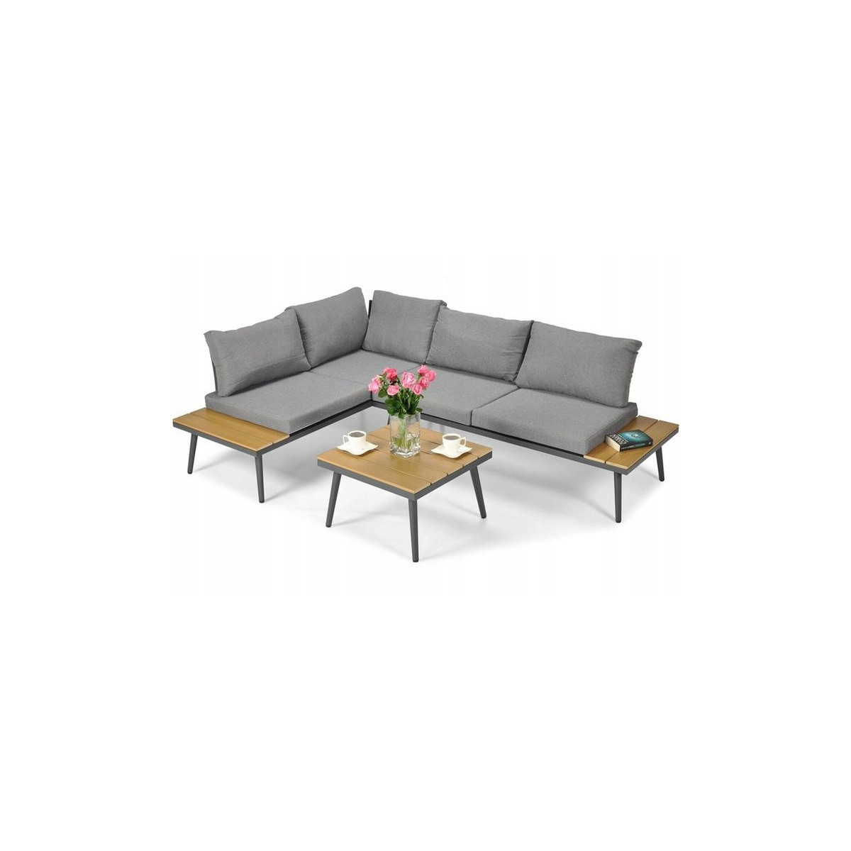 Mobilier de grădină de culoare gri