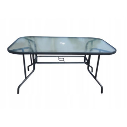 Masă de grădină mare cu sticlă 150x90CM, neagră