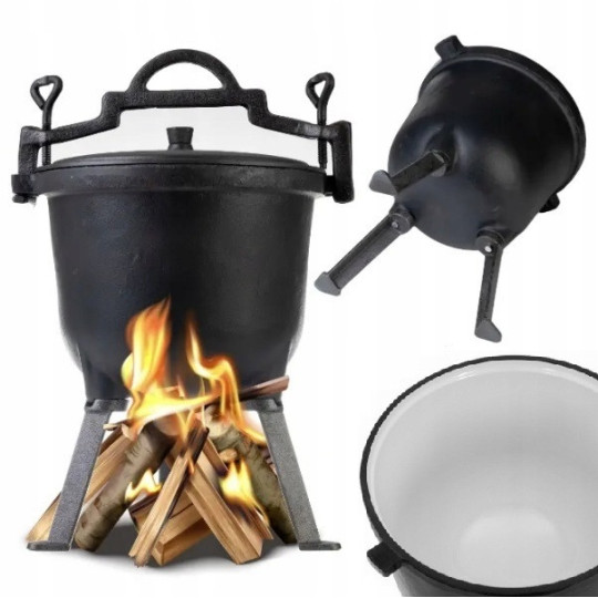 Boiler smaltat pentru foc sau grătar 11L + cadou