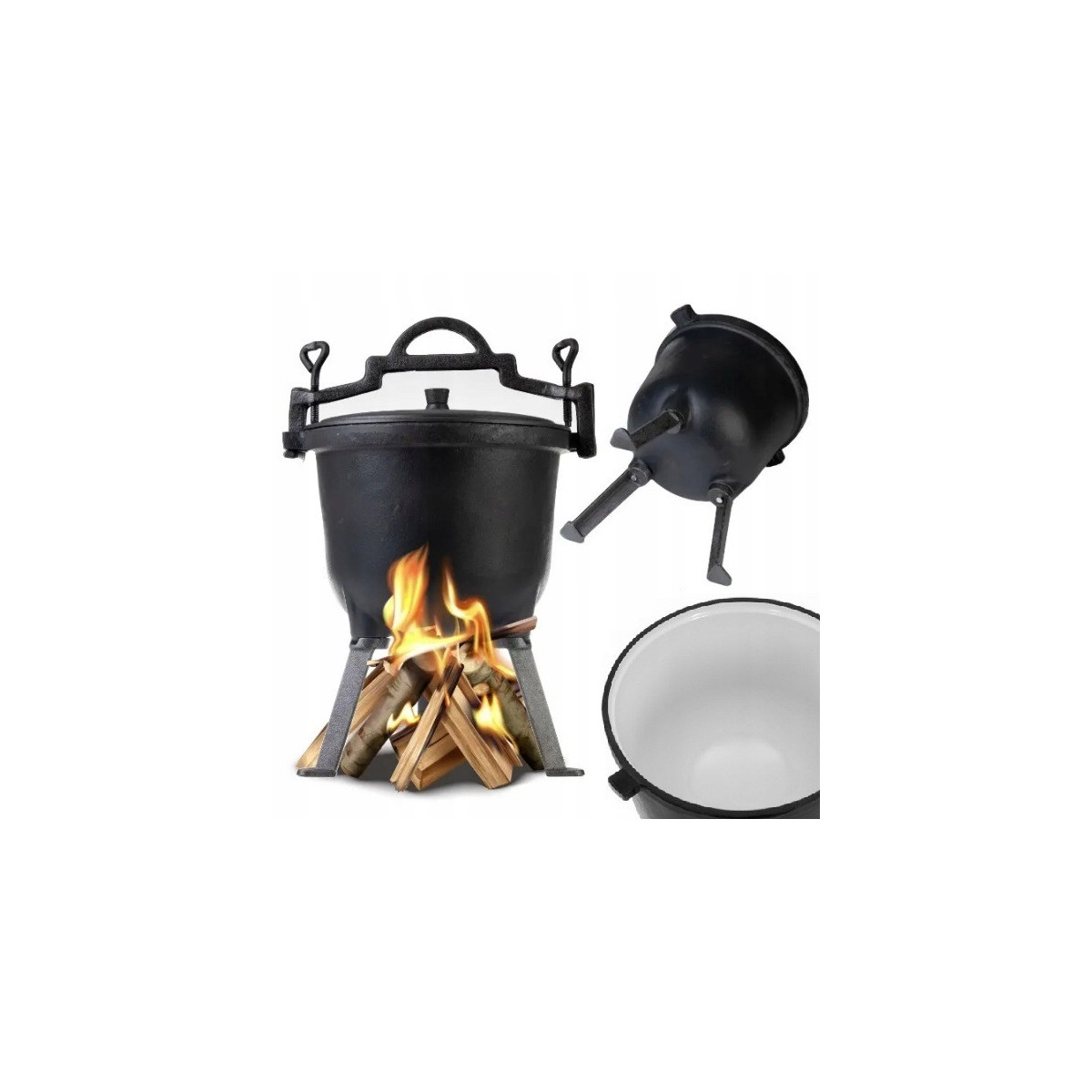 Boiler smaltat pentru foc sau grătar 11L + cadou