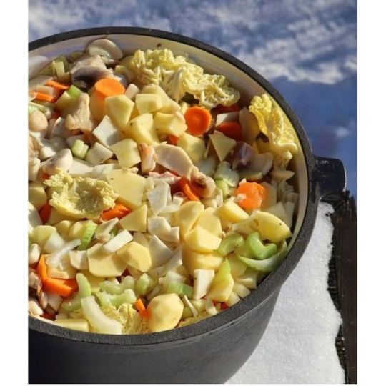 Practică oală din fontă pentru foc deschis sau grătar de 15L