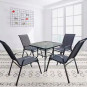 Set de mobilier de terasă, masă 80x80 și 4 scaune, negru