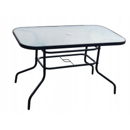 Masa de grădină din sticlă cu sticlă, 120x60, neagră