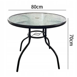 Meseu rotund pentru balcon, terasă, cu sticlă, diametru 80 cm