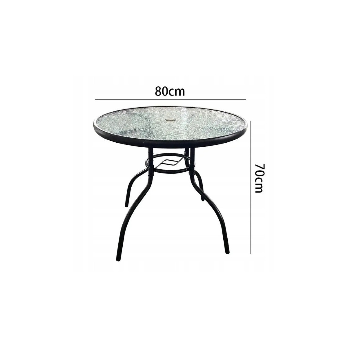 Meseu rotund pentru balcon, terasă, cu sticlă, diametru 80 cm