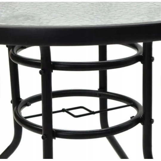 Meseu rotund pentru balcon, terasă, cu sticlă, diametru 80 cm