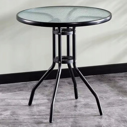 Masa de terasă rotundă cu sticlă, diametru 60cm.