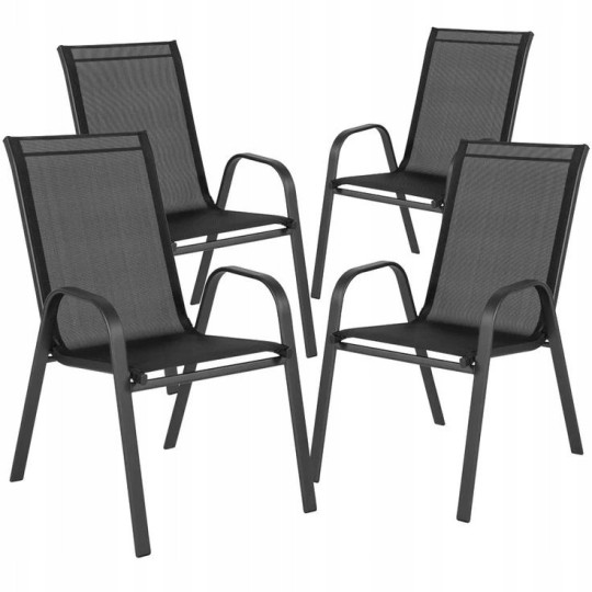 Set de masă de terasă cu diametrul de 80 cm și 4 scaune.
