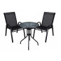Set de mobilier de terasă cu o masă cu diametrul de 60 cm și 2 scaune.