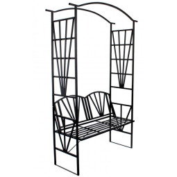Pergolă de grădină cu bancă de culoare neagră 110x50x206 cm