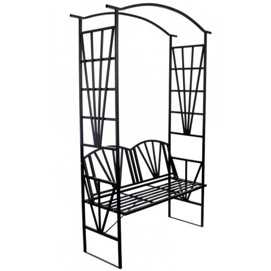 Pergolă de grădină cu bancă de culoare neagră 110x50x206 cm